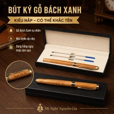 Bút Ký Gỗ Bách Xanh Kiểu Nắp – Có Thể Khắc Tên