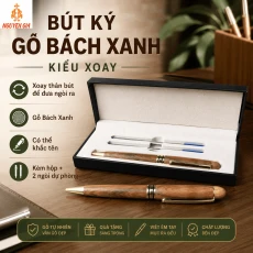 Bút Ký Gỗ Bách Xanh Kiểu Xoay