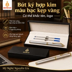Bút Ký Hợp Kim Màu Bạc Kẹp Vàng