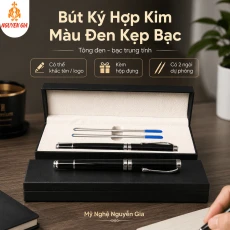 Bút Ký Hợp Kim Màu Đen Kẹp Bạc