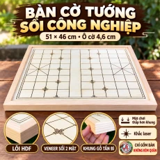 Bàn Cờ Tướng Bán Riêng 51×46cm – Lõi HDF Phủ Veneer Sồi