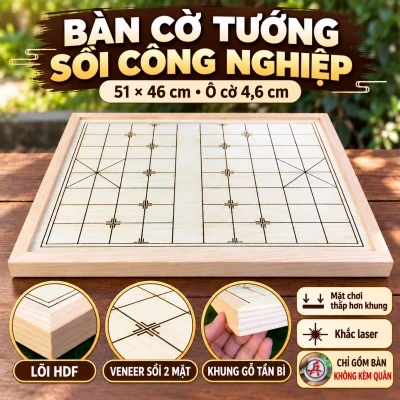 Bàn Cờ Tướng Bán Riêng 51×46cm – Lõi HDF Phủ Veneer Sồi
