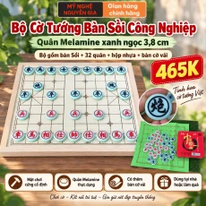 Bộ Cờ Tướng Bàn Sồi Công Nghiệp, Quân Melamine Xanh Ngọc 3,8 cm