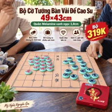 Bộ Cờ Tướng Bàn Vải Đế Cao Su 49×43cm – Quân Melamine Xanh Ngọc 3,8cm