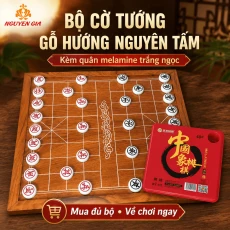 Bộ Cờ Tướng Bàn Gỗ Hương Nguyên Tấm – Quân Melamine Trắng Ngọc