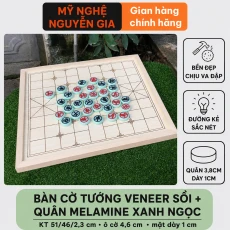 Bộ Cờ Tướng Đẹp Bàn Gỗ Sồi Quân Melamine Xanh Ngọc