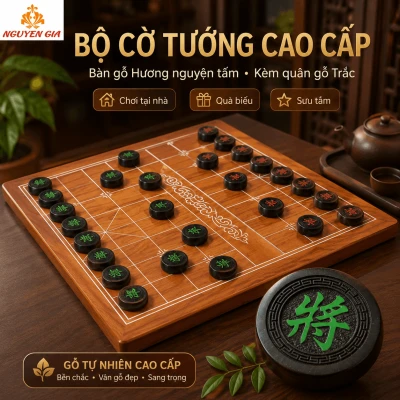 Bộ Cờ Tướng Cao Cấp Quân Gỗ Trắc – Bàn Gỗ Hương Nguyên Tấm