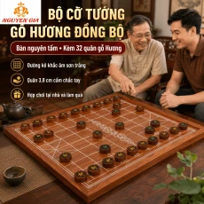 Bộ Cờ Tướng Gỗ Hương Đồng Bộ – Bàn Nguyên Tấm, Quân Gỗ Hương