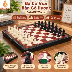 Bộ Cờ Vua Bàn Gỗ Hương – Quân PP 7,5cm