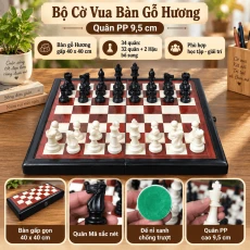 Bộ Cờ Vua Bàn Gỗ Hương – Quân PP 9,5cm