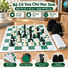 Bộ Cờ Vua Cho Học Sinh – Bàn PU 42cm, Quân PP 9,5cm