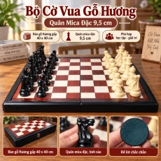 Bộ Cờ Vua Gỗ Hương – Quân Mica Đặc 9,5cm