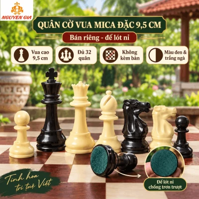 Quân Cờ Vua Mica Đặc 9,5 cm – Bán Riêng, Đế Lót Nỉ