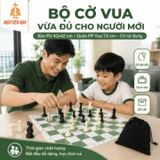 Bộ Cờ Vua Cho Người Mới – Bàn PU 42cm, Quân PP 7,5cm