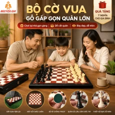 Bộ Cờ Vua Bàn Gỗ Hương – Quân Mica Đặc Vua 9,5cm