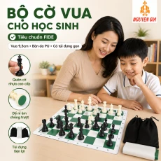 Bộ Cờ Vua Cho Học Sinh Tiêu Chuẩn FIDE – Vua 9,5cm, Có Túi Đựng