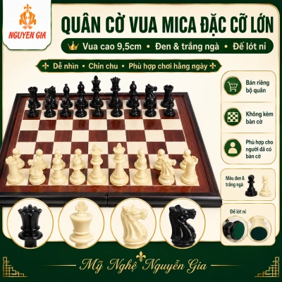 Quân Cờ Vua Mica Đặc Cỡ Lớn, Vua 9.5cm – Đế Lót Nỉ