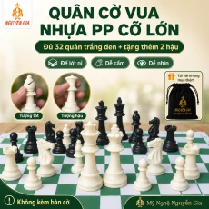 Quân Cờ Vua Nhựa PP Cỡ Lớn, Đế Lót Nỉ – Đủ 32 Quân