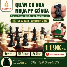 Quân Cờ Vua Nhựa PP Cỡ Vừa, Vua 7.5cm – Đế Lót Nỉ