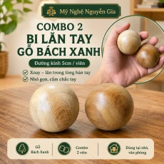 Combo 2 Bi Lăn Tay Gỗ Bách Xanh  đường kính 5cm – Hỗ Trợ Tê Mỏi Tay