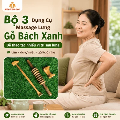 Bộ 3 Dụng Cụ Massage Lưng Gỗ Bách Xanh - Dễ Thao Tác Nhiều Vị Trí Sau Lưng