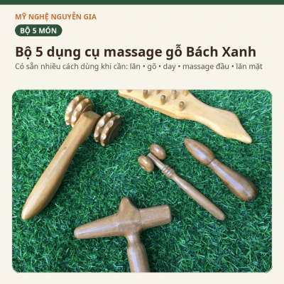 Bộ 5 Dụng Cụ Massage Gỗ Bách Xanh - Có Sẵn Nhiều Cách Dùng Khi Cần
