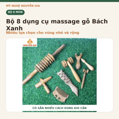 Bộ 8 Dụng Cụ Massage Gỗ Bách Xanh - Nhiều Lựa Chọn Cho Vùng Nhỏ Và Rộng