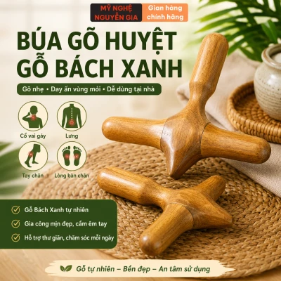 Búa Gõ Huyệt Gỗ Bách Xanh – Dụng Cụ Day Ấn, Gõ Nhẹ Vùng Đau Mỏi