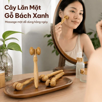 Cây Lăn Mặt Mũi Gỗ Bách Xanh – Massage Mặt Dễ Dùng Hằng Ngày