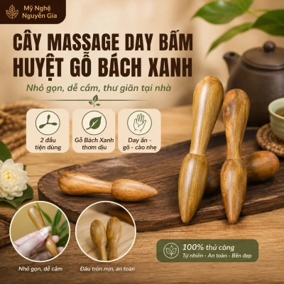 Dụng Cụ Bấm Huyệt Bằng Gỗ Bách Xanh, Cây Day Ấn Huyệt