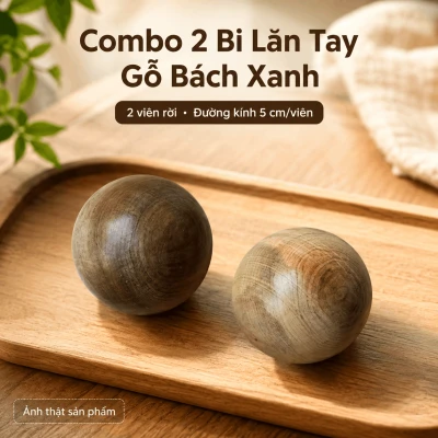 Combo 2 Bi Lăn Tay Gỗ Bách Xanh Đường Kính 5 cm
