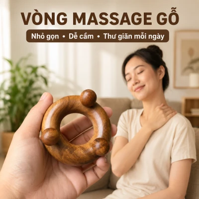 Dụng Cụ Day Ấn Huyệt 3 Bi Gỗ Bách Xanh – Day Miết Khuỷu, Gối