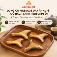 Dụng Cụ Massage Gỗ Bách Xanh Hình Chim Én – Day Ấn, Miết Vuốt