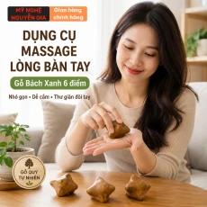 Dụng Cụ Massage Lòng Bàn Tay Gỗ Bách Xanh 6 Điểm