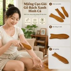 Miếng Cạo Gió Gỗ Bách Xanh Hình Cá - Miết Cho Vùng Căng Nặng Dễ Chịu Hơn