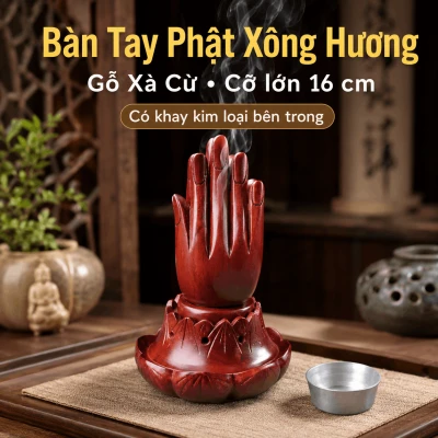 Bàn Tay Phật Xông Hương Gỗ Xà Cừ Cỡ Lớn 16 cm