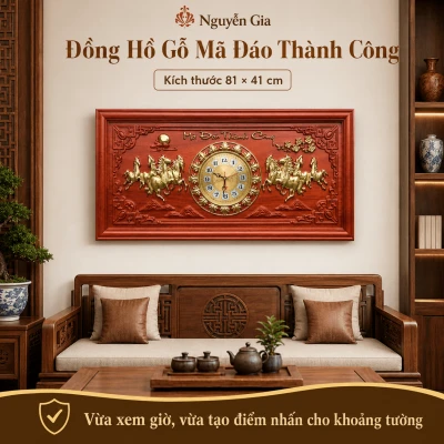 Đồng Hồ Gỗ Mã Đáo Thành Công 81 × 41 cm
