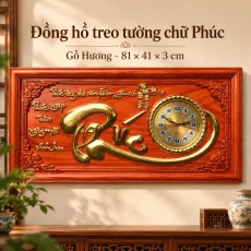 Đồng hồ treo tường chữ Phúc bằng gỗ hương
