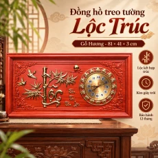 Đồng hồ treo tường mẫu Lộc Trúc bằng gỗ hương