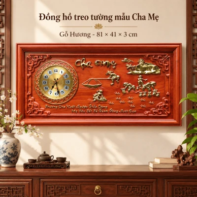 Đồng hồ treo tường mẫu cha mẹ bằng gỗ Hương