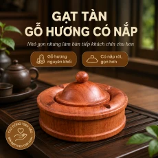 Gạt Tàn Gỗ Hương Có Nắp Đẹp, Gỗ Nguyên Khối