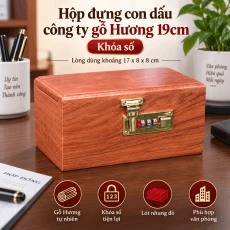 Hộp Đựng Con Dấu Công Ty Gỗ Hương 19cm – Khóa Số