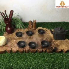 Khay Trà Gỗ Dổi Nguyên Khối 59x34cm – Bản Lớn, Vân Sống Động, Điểm Nhấn Nổi Bật