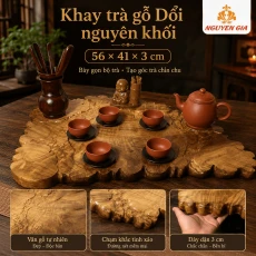 Khay trà gỗ Dổi nguyên khối 56 × 41 × 3 cm