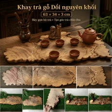 Khay trà gỗ Dổi nguyên khối 63 × 34 × 3 cm