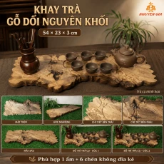 Khay trà gỗ Dổi nguyên khối 54 × 23 × 3 cm