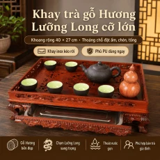 Khay trà gỗ Hương Lưỡng Long cỡ lớn 46 × 34 cm