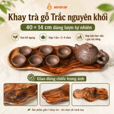 Khay trà gỗ Trắc nguyên khối 40 × 14 cm dáng lượn tự nhiên