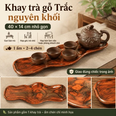 Khay trà gỗ Trắc nguyên khối 40 × 14 cm