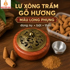 Lư Xông Trầm Gỗ Hương Mẫu Long Phụng – Trang Trọng Cho Phòng Thờ